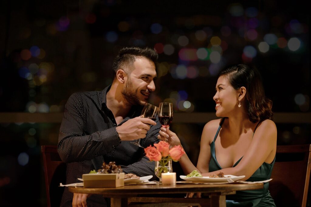 romantic dinner event couple